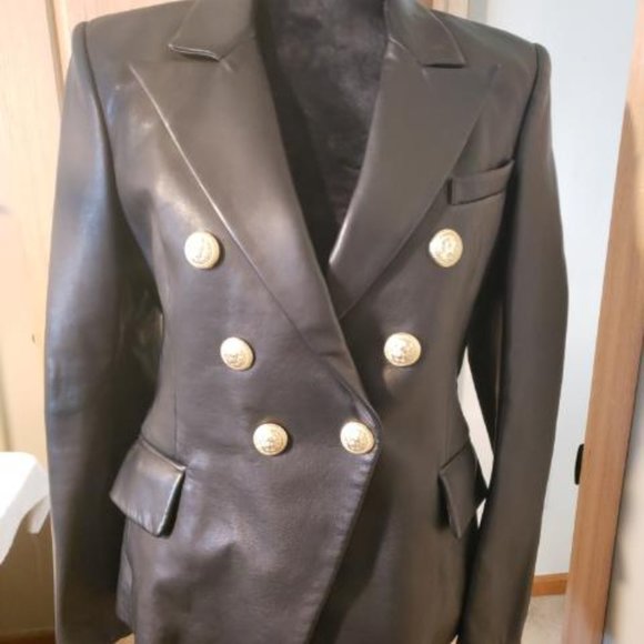 NWT BALMAIN LEATHER BLAZER SIZE:40 - Picture 1 of 6
